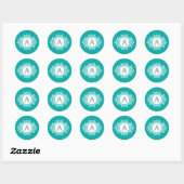 Sticker Rond Monogramme de flocon blanc orange sur Turquoise cl (Feuille)