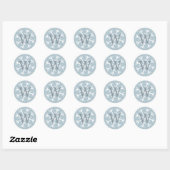 Sticker Rond Monogramme de flocon de neige bleu moderne (Feuille)