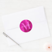 Sticker Rond Monogramme de foil rose vif (Enveloppe)