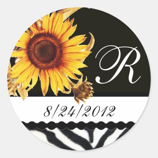STICKER ROND MONOGRAMME DE FOURRURE EN ZEBRA BLANC NOIR (Devant)