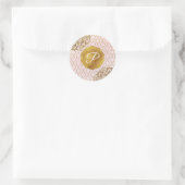 Sticker Rond Monogramme de glam marocain rose et or Mariage Fav (Sac)