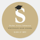 Sticker Rond Monogramme de grade classique simple - Chaîne de g (Devant)