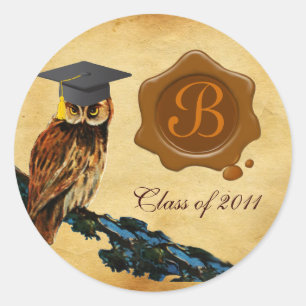 STICKER ROND MONOGRAMME DE GRADUM DU PARCHEMENT DE LA BOULE BRO