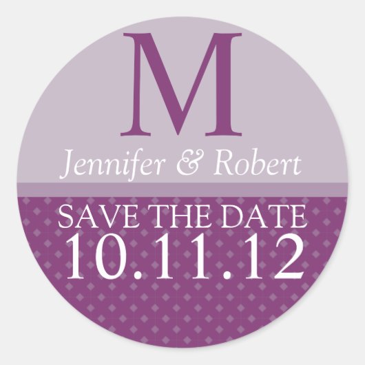 Sticker Rond Monogramme de joint d'enveloppe de Faire-part de m (Devant)
