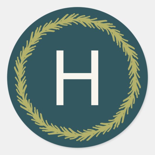 Sticker Rond Monogramme de la couronne de pin (Devant)