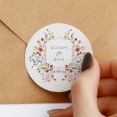 Sticker Rond Monogramme de la crête de mariage du jardin lunair