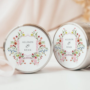 Sticker Rond Monogramme de la crête de mariage du jardin lunair