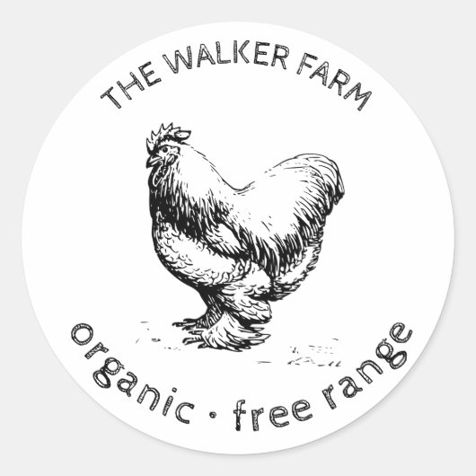 Sticker Rond monogramme de la ferme de poulet rustique (Devant)