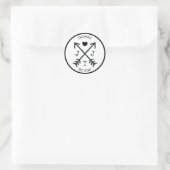 Sticker Rond Monogramme de la flèche cardiaque initiale rustiqu (Sac)