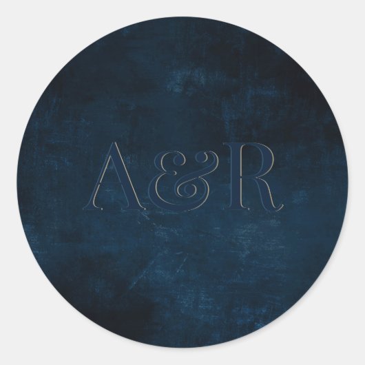 Sticker Rond monogramme de l'autocollant bleu marine, (Devant)