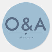Sticker Rond Monogramme de l'enveloppe Mariage moderne | Bleu C (Devant)
