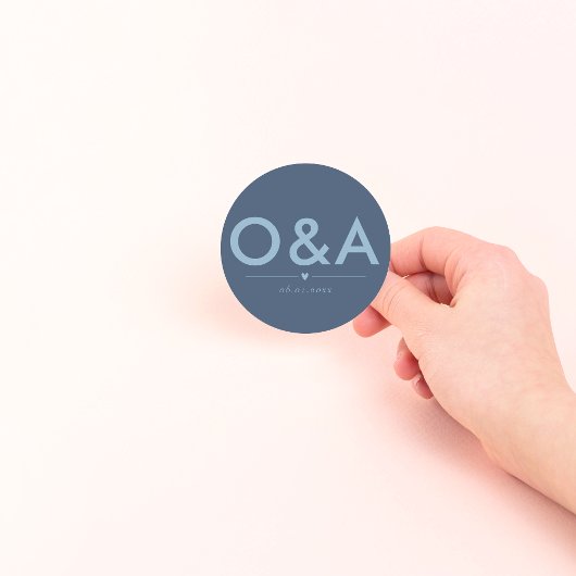 Sticker Rond Monogramme de l'enveloppe Mariage moderne | Bleu F