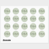 Sticker Rond Monogramme de l'enveloppe Mariage moderne | Lumièr (Feuille)
