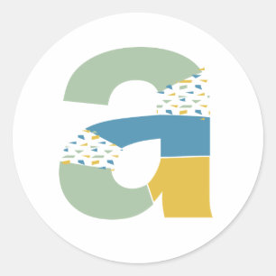 Sticker Rond Monogramme de lettre A abstrait moderne personnali