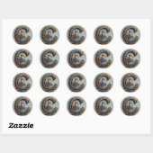 Sticker Rond Monogramme de lettre C bleu royal (Feuille)