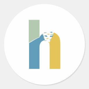 Sticker Rond Monogramme de lettre H abstrait moderne personnali