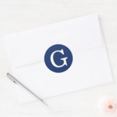 Sticker Rond Monogramme de lettre initiale bleu blanc simple (Enveloppe)