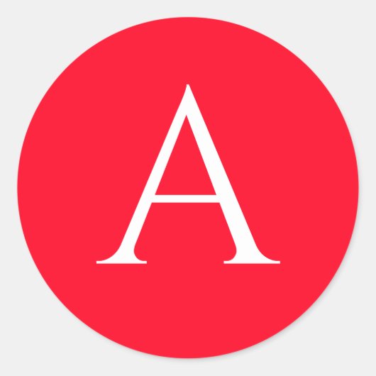 Sticker Rond Monogramme de lettre initiale rouge blanc simple (Devant)
