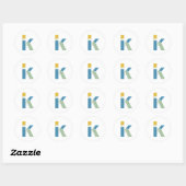 Sticker Rond Monogramme de lettre K abstrait moderne personnali (Feuille)