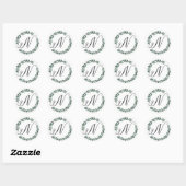 Sticker Rond Monogramme de lettre N Couronne de feuilles botani (Feuille)