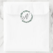 Sticker Rond Monogramme de lettre N Couronne de feuilles botani (Sac)