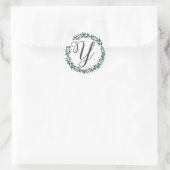 Sticker Rond Monogramme de lettre Y Couronne de feuilles botani (Sac)