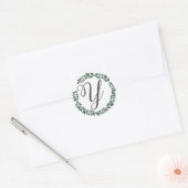Sticker Rond Monogramme de lettre Y Couronne de feuilles botani (Enveloppe)