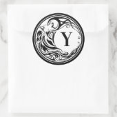 Sticker Rond Monogramme de loup tribal (Sac)