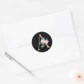 Sticker Rond Monogramme de magnolia floral en or (Enveloppe)
