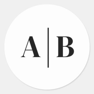 Sticker Rond Monogramme de mariage à couleur de fond modifiable