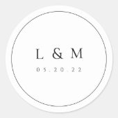 Sticker Rond Monogramme de mariage à typographie élégante class (Devant)