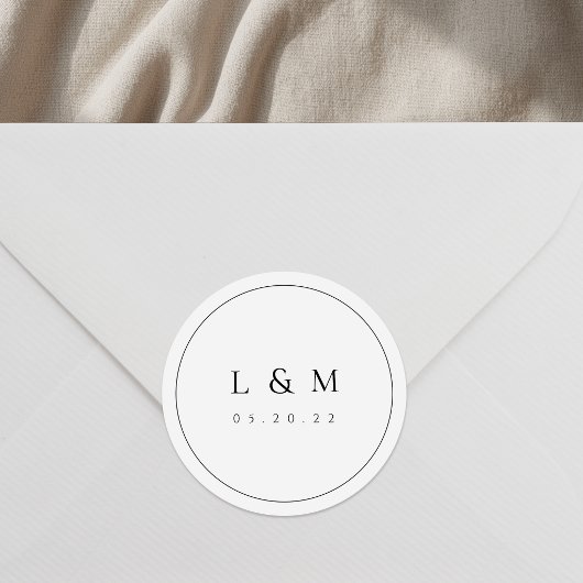 Sticker Rond Monogramme de mariage à typographie élégante class