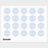 Sticker Rond Monogramme de mariage bleu élégant (Feuille)