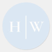 Sticker Rond Monogramme de mariage bleu élégant (Devant)