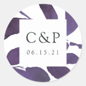 Sticker Rond Monogramme de Mariage botanique pressé (Devant)