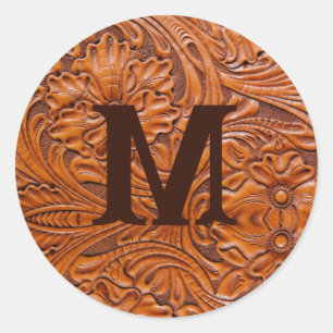 Sticker Rond monogramme de mariage campagnard occidental rustiq