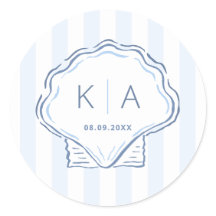 Monogramme de mariage côtier à coquille dessinée à