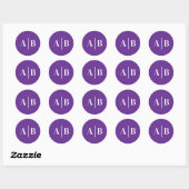 Sticker Rond Monogramme de mariage couleur de fond modifiable (Feuille)