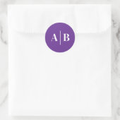 Sticker Rond Monogramme de mariage couleur de fond modifiable (Sac)