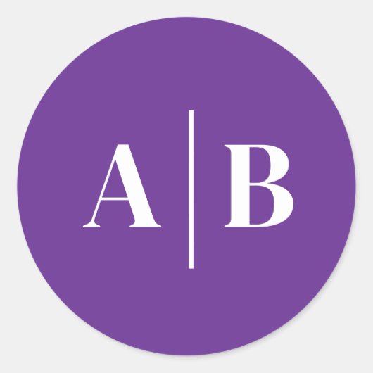 Sticker Rond Monogramme de mariage couleur de fond modifiable (Devant)