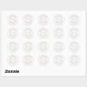 Sticker Rond Monogramme de Mariage de couronne rose rustique (Feuille)