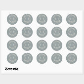Sticker Rond Monogramme de Mariage de germe bleu rustique (Feuille)