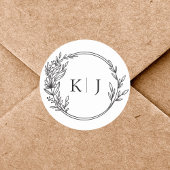 Sticker Rond Monogramme de mariage élégant et modifiable