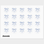 Sticker Rond Monogramme de mariage fantaisiste Blue Drawn Bow (Feuille)