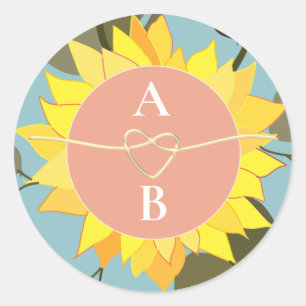 Sticker Rond Monogramme de mariage floral boho