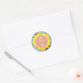 Sticker Rond Monogramme de mariage floral boho (Enveloppe)