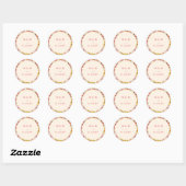 Sticker Rond Monogramme de mariage floral rose orange rétro boh (Feuille)