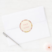 Sticker Rond Monogramme de mariage floral rose orange rétro boh (Enveloppe)