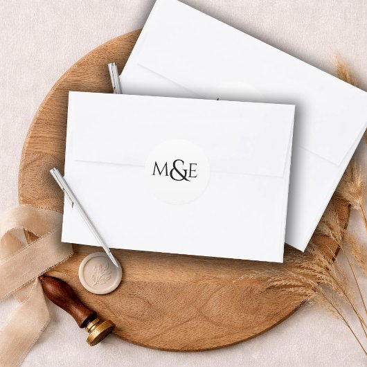 Sticker Rond Monogramme de mariage moderne