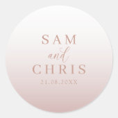 Sticker Rond Monogramme de mariage moderne en or rose (Devant)
